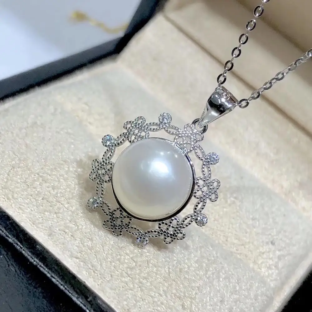 

2 Color 925 Sterling Silver Pearl Pendant Mountings Pendant Findings Component Jewelry Parts Fittings Women Accessories