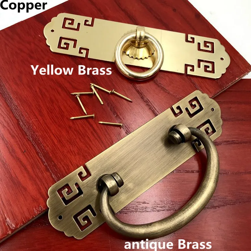 

Retro style copper furniture handle yellow brass antique brass drop ring drawer cabinet dresser cupboard pull knob