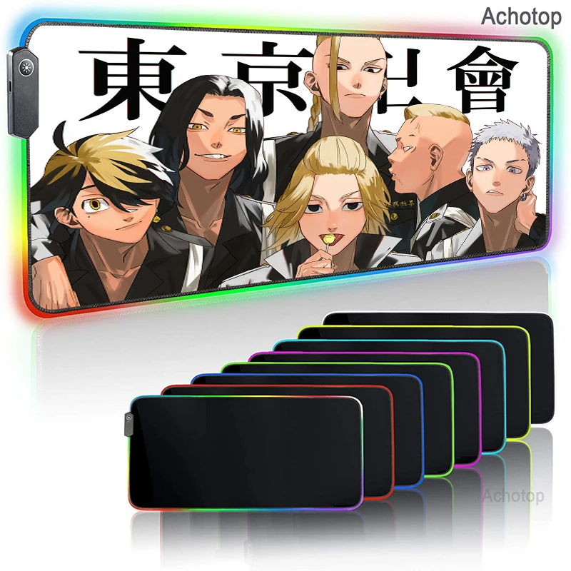 

Tokyo Revengers Anime RGB Mouse Pad XXL Gaming Mousepad PC Gamer Keyboard Mausepad Laptop Notebook Desk Mat Pad With Backlit