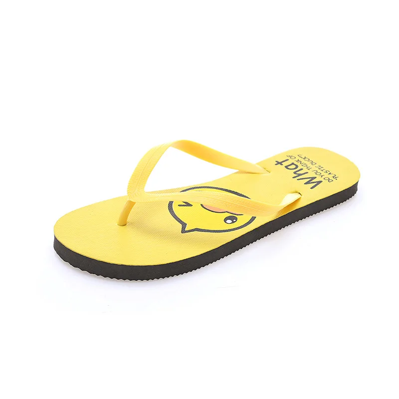 

Cartoon Duck Beach Slippers Summer Couple Striped Men Slppers Women Flip Flops Cartoon Non-slip Flat Bottom