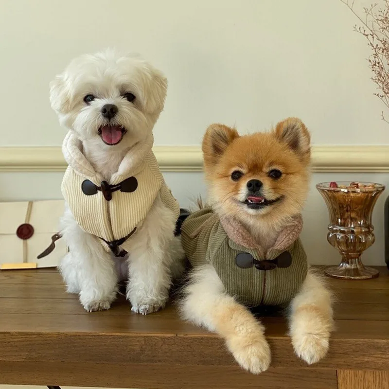

Coat Cotton Dog Clothes Thicken Jackets for Dogs Clothing Pet Outfits Velvet Cute Autumn Winter Warm Yorkies Beige Boy Mascotas