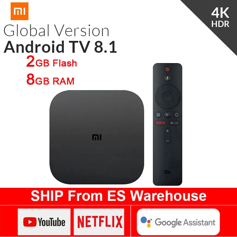 Оригинальный Xiaomi Mi ТВ приставка S 4K HDR Android tv 8 1 Ultra HD 2G 8G wifi Google Cast Netflix IPTV Set Top Box 4