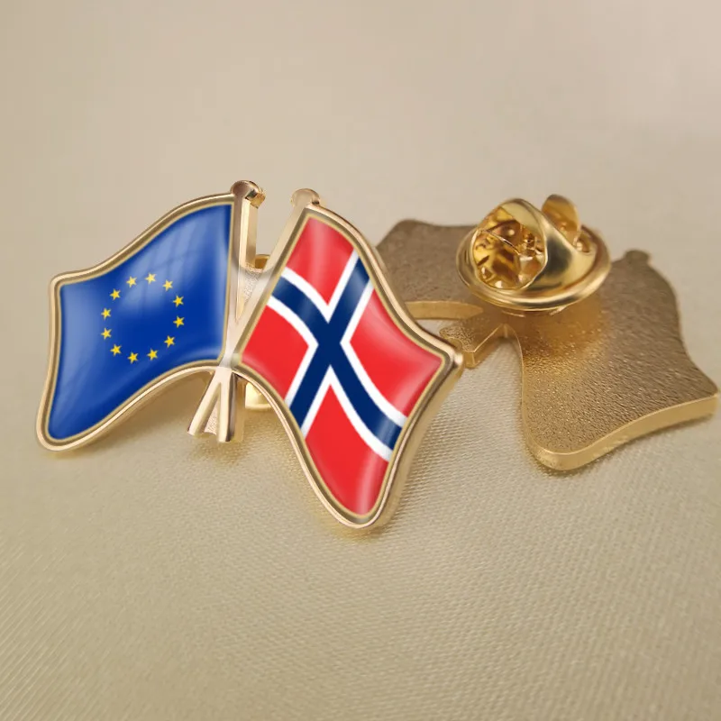 Брошь с двойным крестом флаг дружбы Европейский союз и Норвегия значки нагрудные