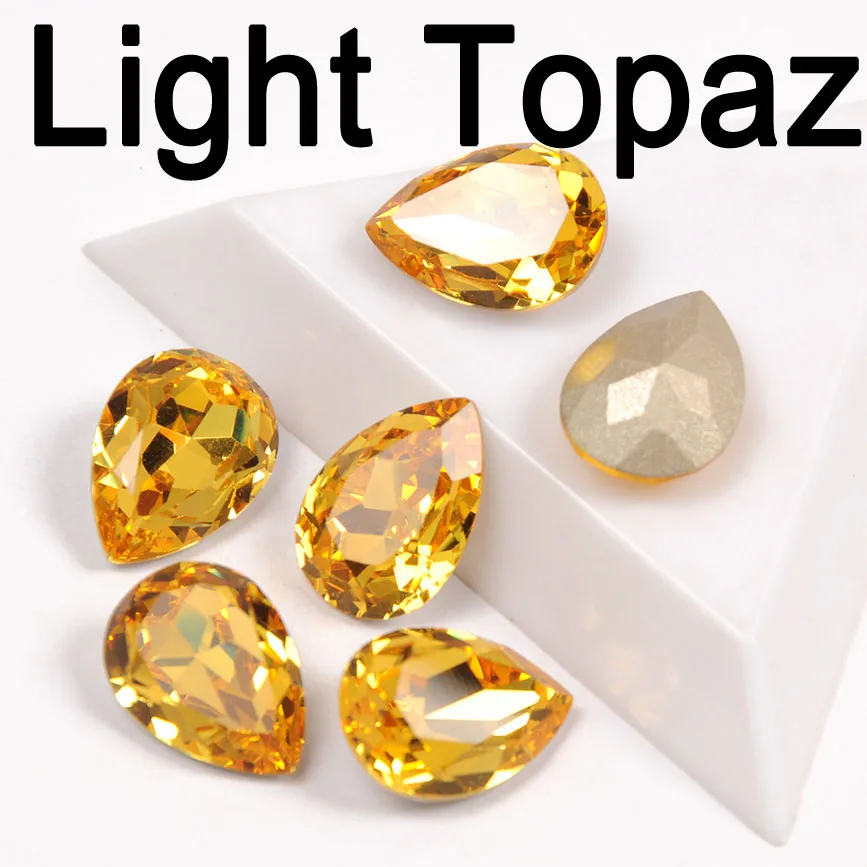 Light Topaz CTPA3bI Colorful Crystal Drop Shape Loose or With Strass Rhinestones Sew On Glass Stones DIY Crown Jewelry Ring Pendant Dress - Цвет: Light Topaz