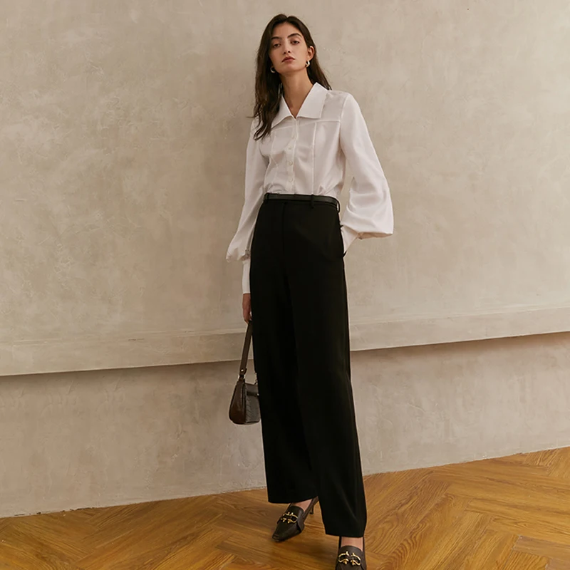 

[EAM] Women White Vintage Casual Blouse New Lapel Long Lantern Sleeve Loose Fit Shirt Fashion Tide Spring Autumn 2021 1DD6168