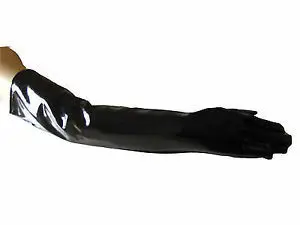 Высококачественные Экстра длинные красные/черные перчатки из ПВХ длина оперы 55