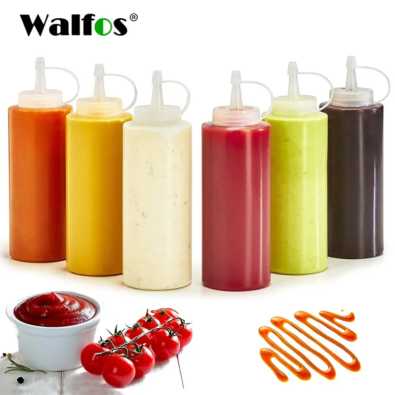 

WALFOS Seasoning Bottle Plastic Salad Dressing Squeeze Bottle Pointed Nozzle Small Oil Bottle Kitchen Supplies