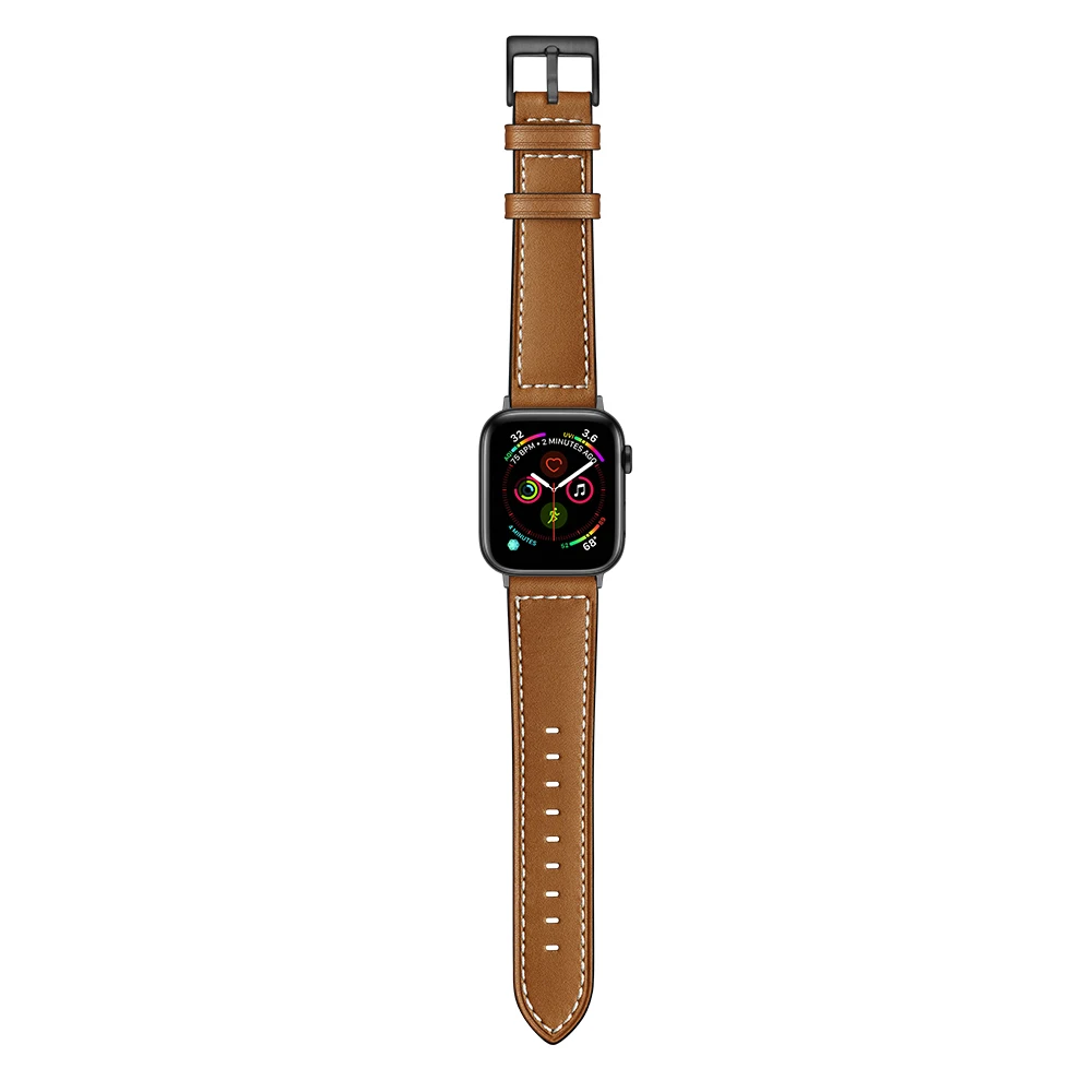 Ремешок UEBN кожаный для Apple watch Series 5 4 3 2 аксессуары часов iWatch 40 мм 44 42 38 | Наручные