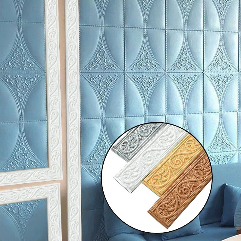 

3D Foam Wall Stickers Self Adhesive Foam Waterproof Baseboard Wallpaper Border Wall Sticker For Kids Room Living Room Home Decor
