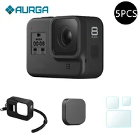 protective silicone case for gopro 8 black tempered glass screen protector film lens cap cover for go pro 8 accessory