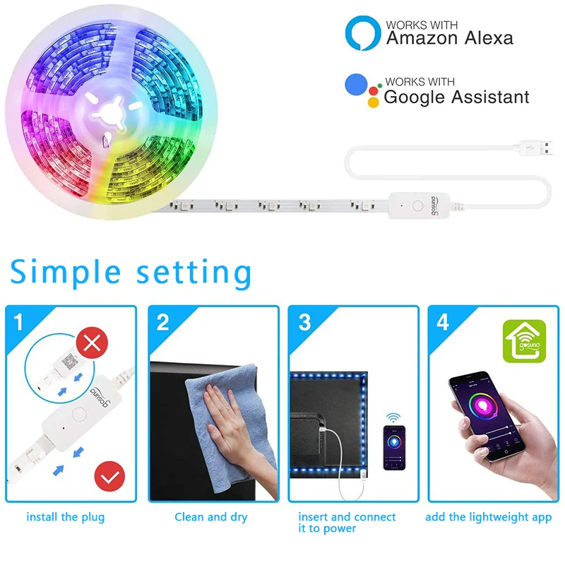 

Дропшиппинг светодиодный светильник полосы украшения светильник ing USB лампа для фестиваля вечерние Спальня RGB задний светильник WI-FI Gosund све...