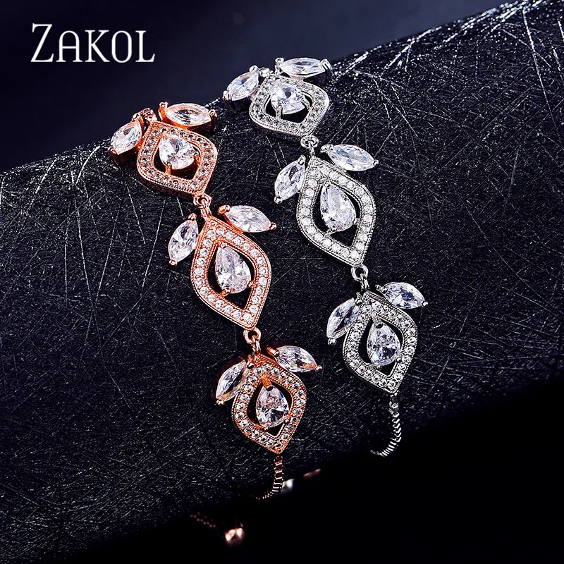 ZAKOL модные кубические циркониевые серьги-люстры регулируемые браслеты для