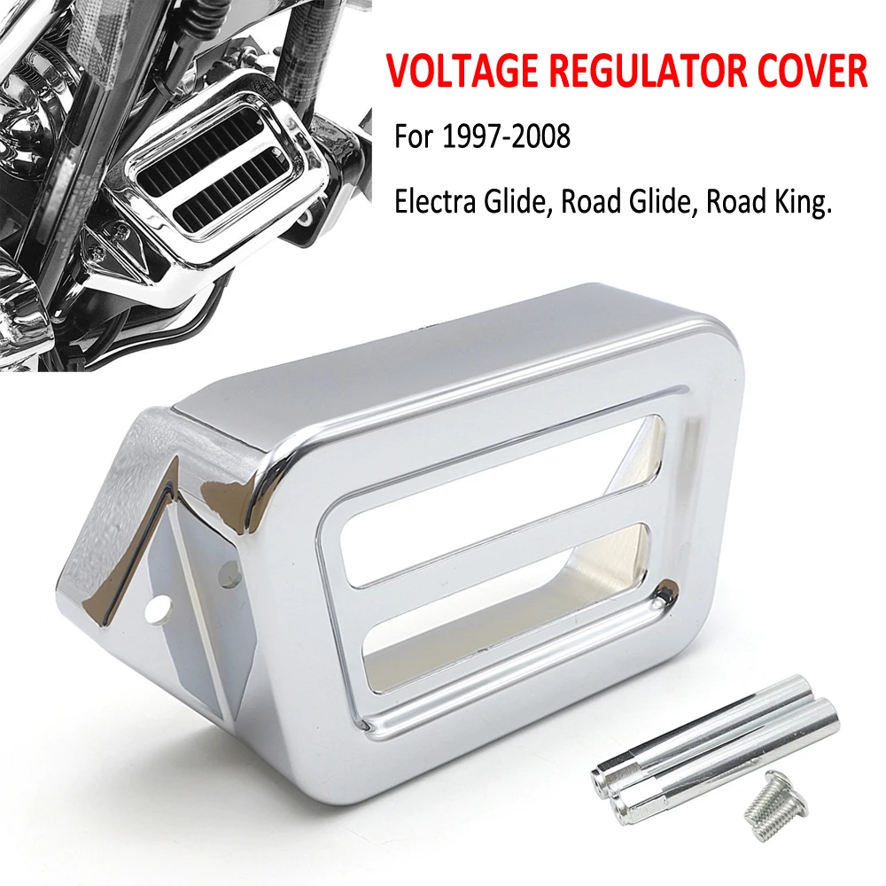 

NEW Motorcycle Chrome or Black Voltage Regulator Cover W/ Bolt For Road King Street Electra Glide Ultra Classic 1997-2008 2007