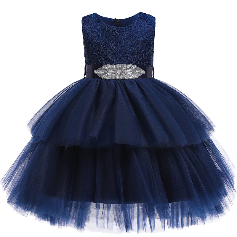 2019 spring and summer high-end new girls dress comfortable lace elegant princess layered fluffy children's wedding | Детская одежда