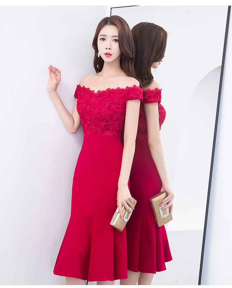 Элегантные сексуальные коктейльные платья с вырезом лодочкой и открытыми плечами цвета красного вина, коктейльные платья русалки, вечерние платья размера плюс