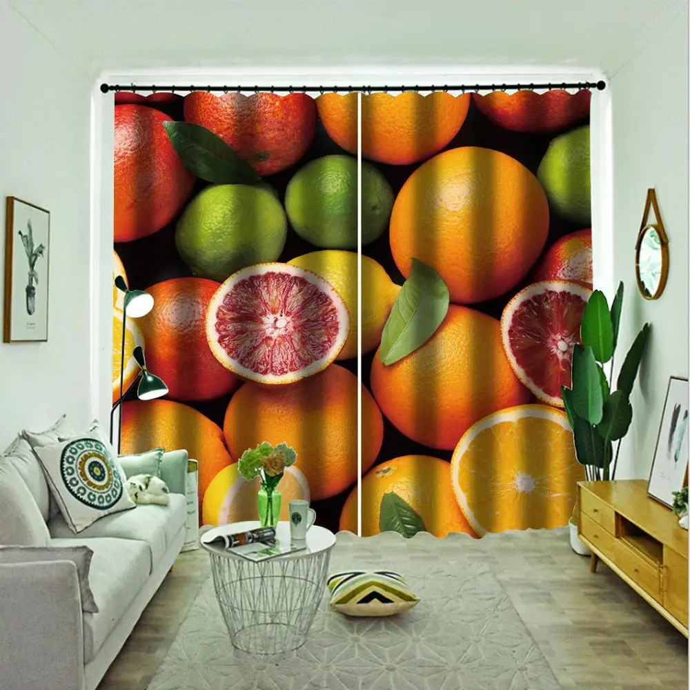 Оранжевые шторы с фруктовым окном для детей гостиной спальни улицы помещений