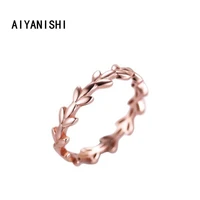 aiyanishi 925 sterling silver band rings for women leaves shape cute wedding plain silver band rings lover party jewelry gifts