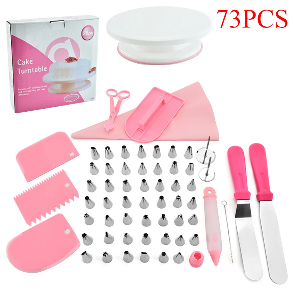 

Pink Cake Turntable Set cake stand turntable rotating Decorating Kit Pastry Tube Fondant Tool Dessert Baking Tools