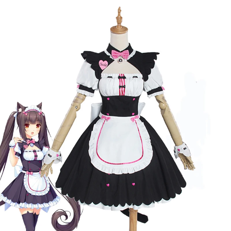

Chocola, костюм для косплея, Chocola и ванильный Кот, платье горничной для девушек, женское милое платье горничной