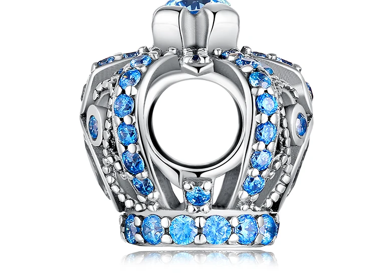 JewelryPalace Винтаж Голубой цирконий подвеска в форме короны Шарм Fit Браслеты модные женские туфли DIY шарики для Браслеты ювелирные изделия