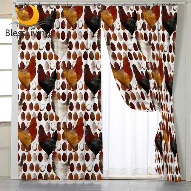 BlessLiving Hen Blackout Curtain for Living Room Cartoon Animal Bedroom Curtain Chicken Egg Window Treatment Drapes Dropship 1