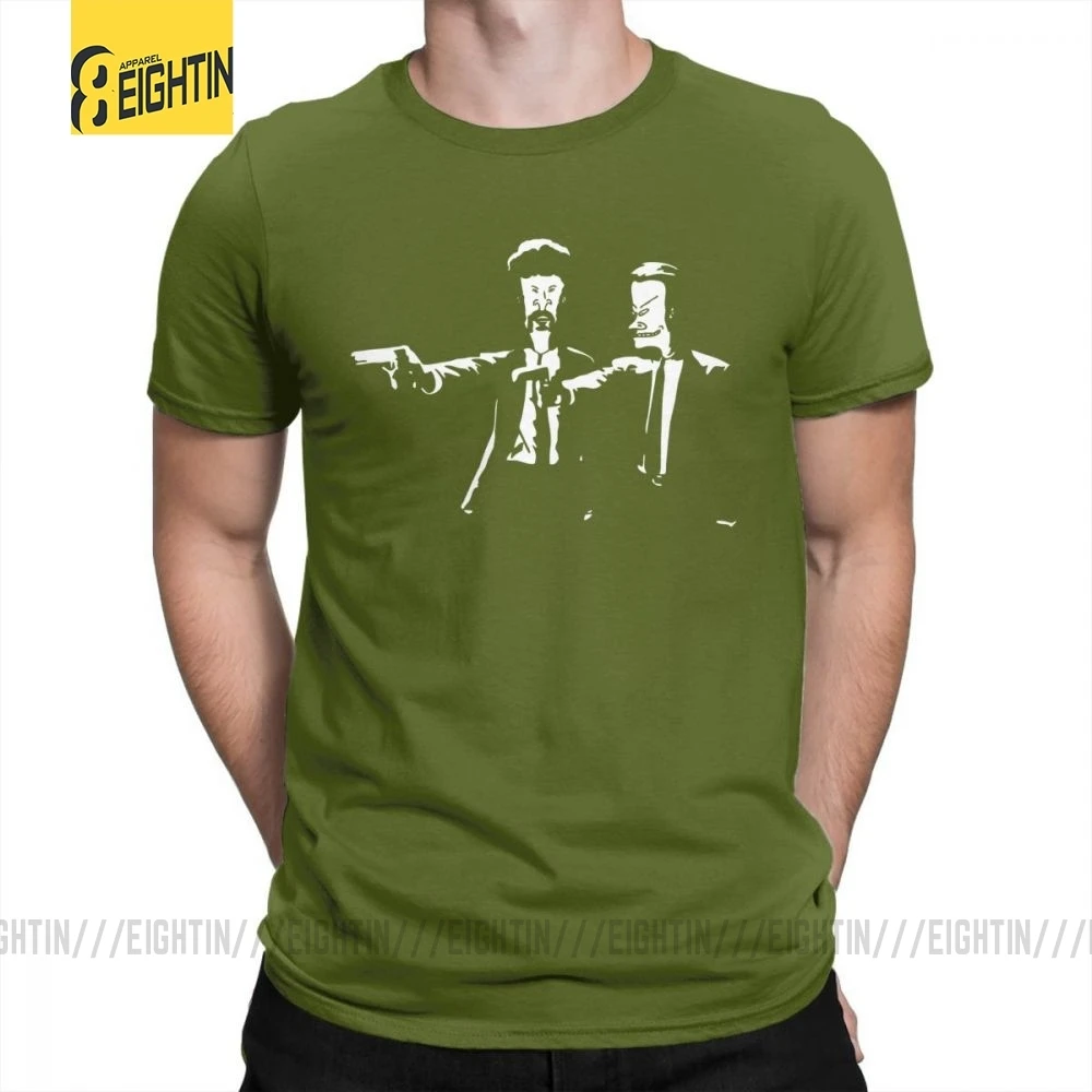 Beavis And Butthead, футболки, классические, подходят, футболки, круглый вырез, короткий рукав, высокое качество, мужская, чистый хлопок, футболка размера плюс - Цвет: Армейский зеленый