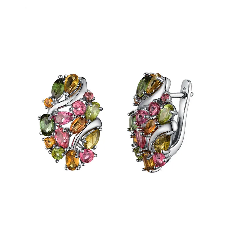 Женские серьги из серебра 925 пробы с бразильскими турмалинами|Серьги-гвоздики| |