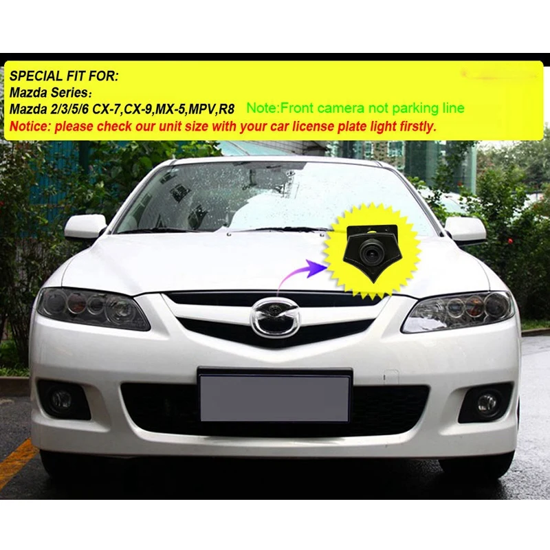 Вид спереди автомобиля Логотип встроен Камера для Mazda 2/3/5/6 CX 7 9 MX 5 MPV Субару Outback R8 с