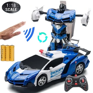 1:18 RC Cars 24CM Gesture Sensing Transformation Police Car Robot
Deformation Remote Control Sports Vehicle Toy for Kids Boy C02