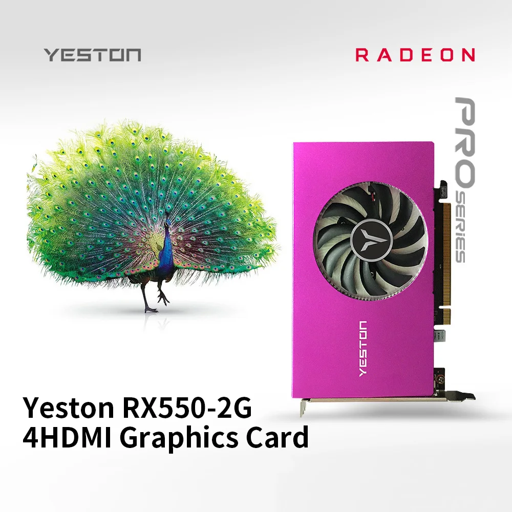 Видеокарта Yeston RX550 2G с 4 экранами поддержка раздельного экрана 10 битная глубина