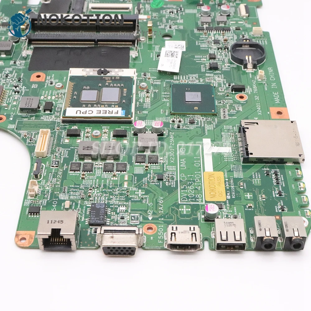 NOKOTION для Dell Inspiron N5040 Материнская плата ноутбука CN-0X6P88 0X6P88 48.4IP01.011 основная плата HM57 DDR3 Бесплатный процессор