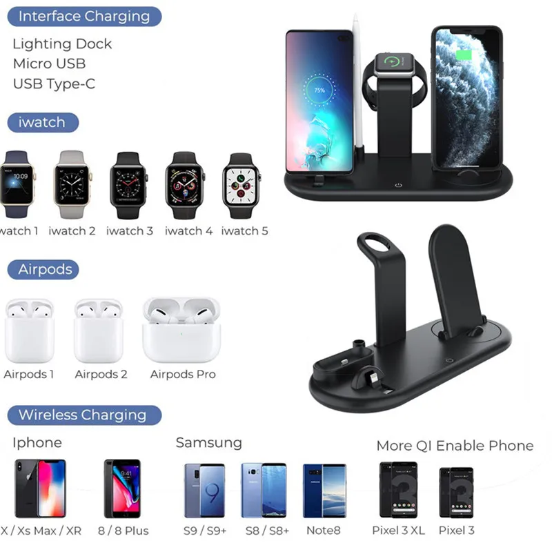 

10W Wireless Fast Charging Mobile Phone Accessory with Pen Slot Illuminated Solid Color ABS Mobile Phone Holder