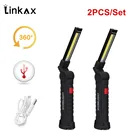 2 шт.лот Портативный 5 Режим удара фонарик факел USB Перезаряжаемые LED рабочий свет Магнитный COB фонарь висящий крюк лампа для использования вне помещений