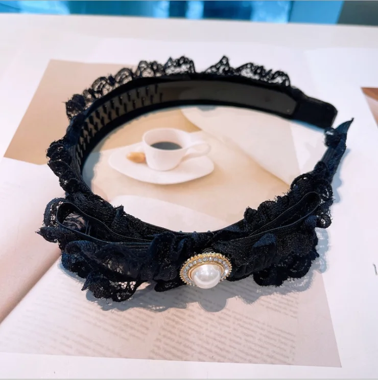 

Women Super fairy bow rhinestones embellished lace hairbands princess headbands