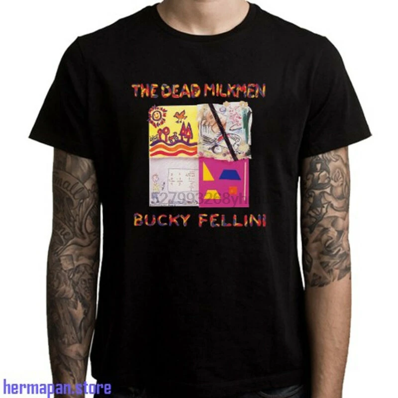 Мужская черная футболка рок группы The Dead молоко с альбомом баки Феллини размеры