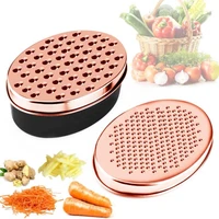 rose gold cheese grater multifunctional slicer oval container vegetables easy clean quick fruits tools with 2pcs grater blades