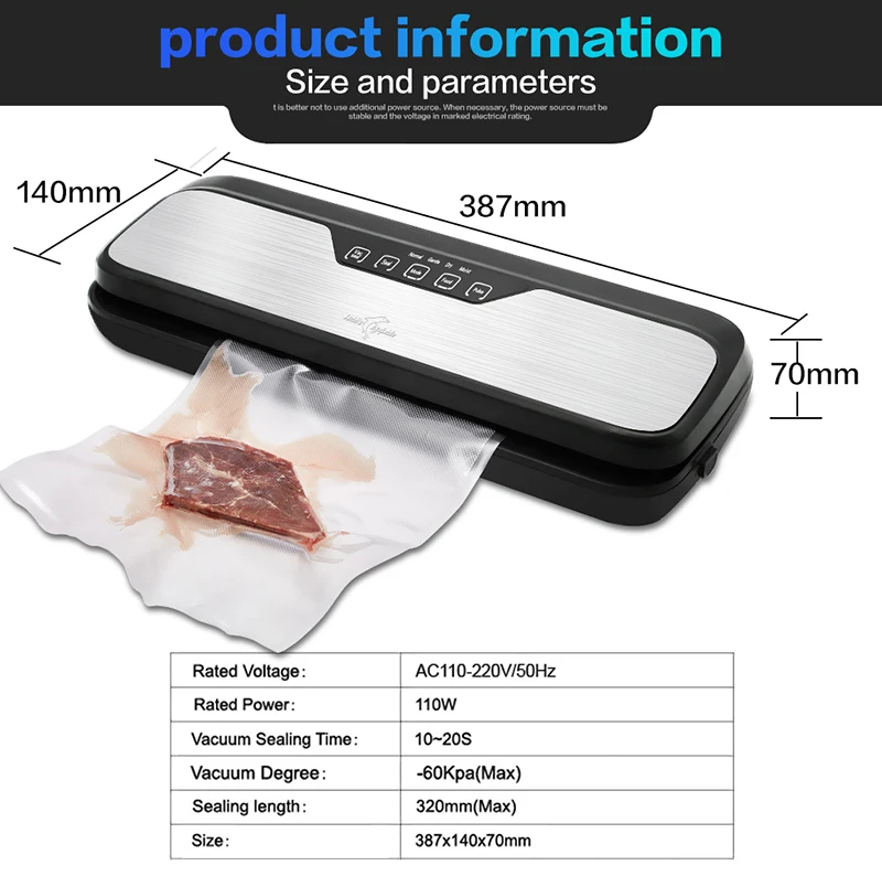 Электрическая вакуумная упаковочная машина в том числе бесплатные пакеты 10 шт.