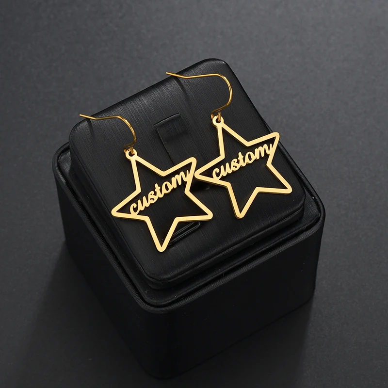 Уникальные серьги со звездами круглые висячие с именем для женщин и девушек