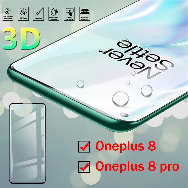 For Oneplus 8 pro glass Oneplus8 3D Screen Protector Oneplus8pro Tempered Glas 1 Pro8 Tremp 1Plus One Plus 8Pro Protective Film | Мобильные