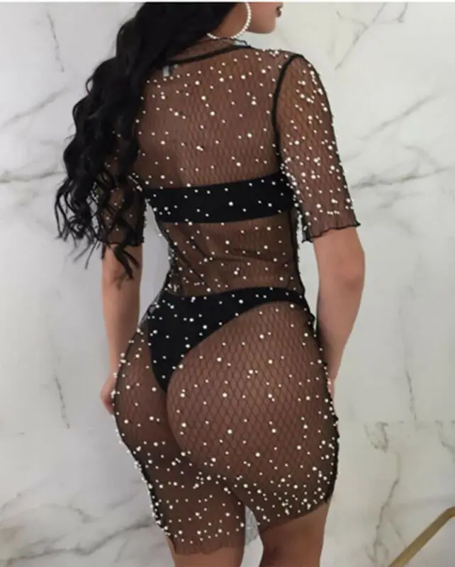 Женский прозрачный летний купальник пляжное платье накидка вечерние бандажные