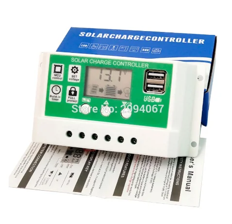 Лидер продаж! 30A 20A 10A DC 12V 24V автоматическая работа PWM регулятором солнечного PV