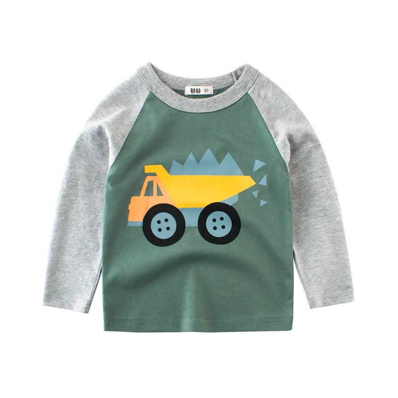 

Kids Boys T-shirts Baby Long Sleeve Excavator Tops Children Autumn Solid Cotton Sweatshirt 2 3 4 5 6 7 8 Years Boy Girl T Shirts