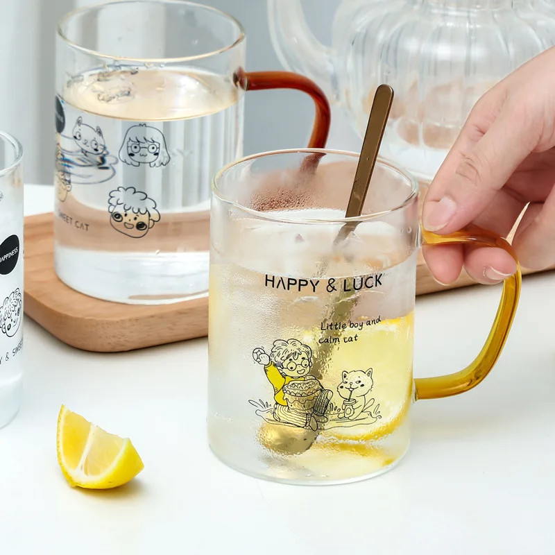 Мультяшная чашка для молока и кофе в стиле Ins с ручкой чашки сока чая завтрака