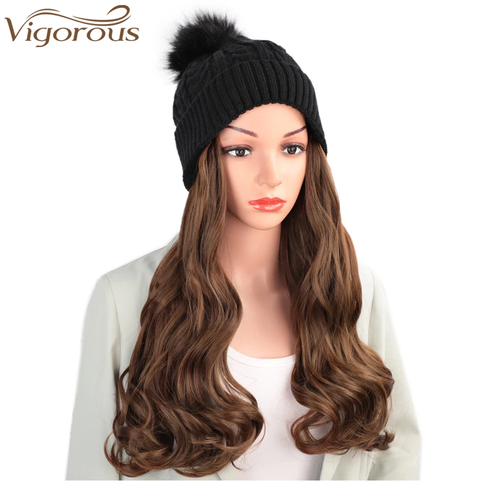 Vigorous Synthetic Beanie Hat with Hair 