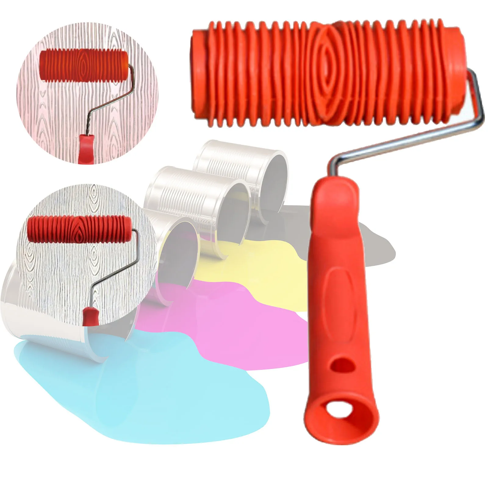 

DIY Imitation Wood Grain Tool Wood Grain Roller Grain Painting Tool Set Wood grain diy tool roller brush Hight Quality