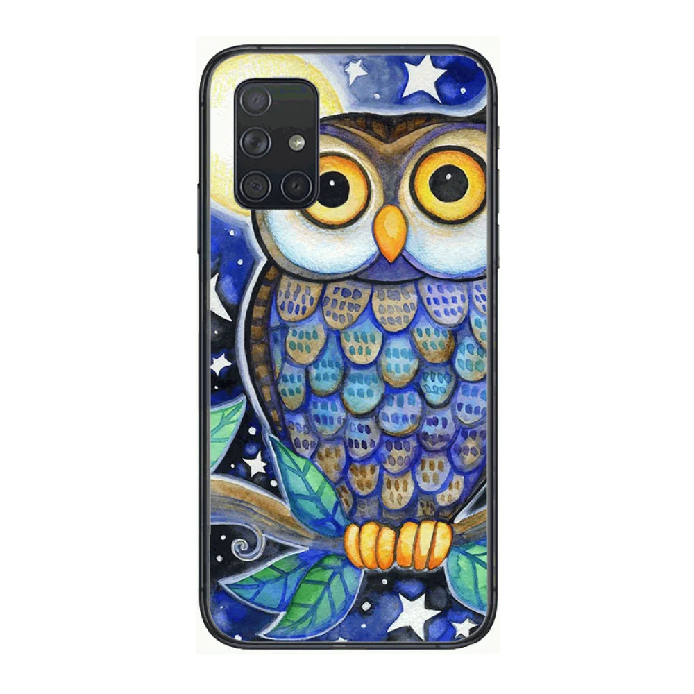 

Fashion owl Phone Case Hull For Samsung Galaxy A 50 51 20 71 70 40 30 10 E 4G 5G S Black Shell Art Cell Cover