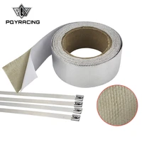 pqy car aluminum reinforced tape adhesive backed heat shield resistant wrap for intake pipe with 4pcs ties pqy1612