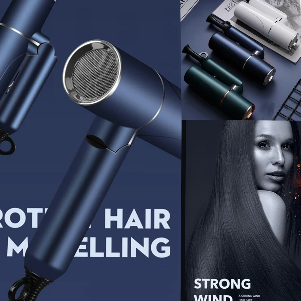 

Профессиональный фен с мощным ветром, сушилка для салона, горячая и холодная сушка, отрицательный ионный складной молоток, электрический фе...