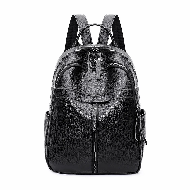 

New Fashion 100% Soft Genuine Leather Women Backpack Casual Travel Bag High Quality Girl's Schoolbag Cowhide Luxury Backpack Bag