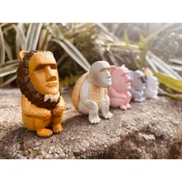 easter island moai statue gashapon toys lion turtle pig koala white rabbit creative action figure model desktop ornament toys